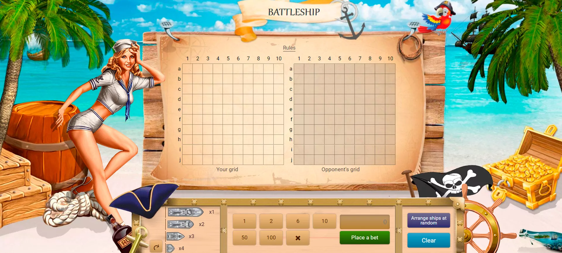 Play online in the Battleship game.
