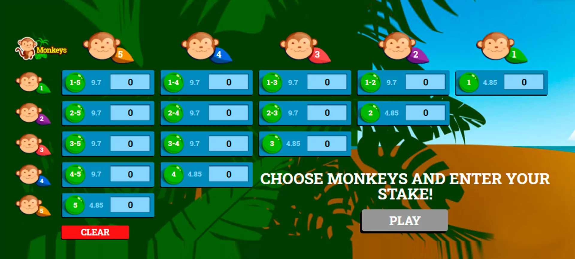 Play online in the Monkeys game.