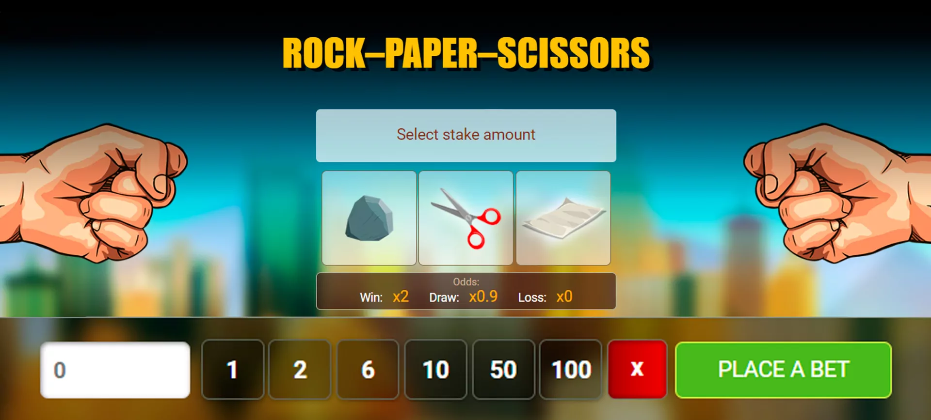 Play online in the Rock-Paper-Scissors.