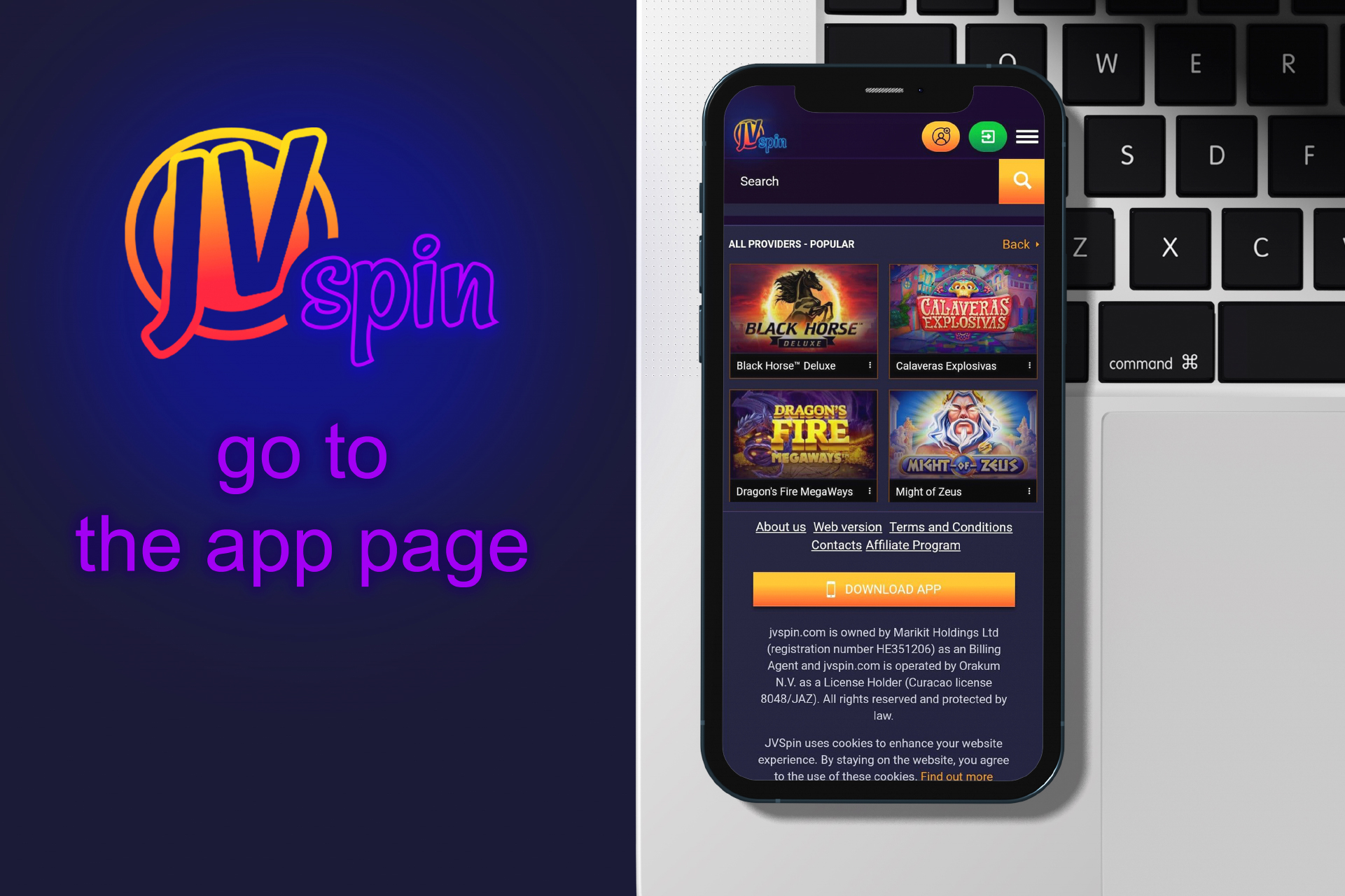 Scroll down the page and find the button with a link to downloading the app.