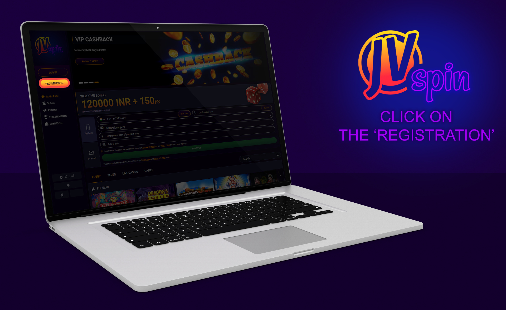 Click on the 'Registration' button to open the form.