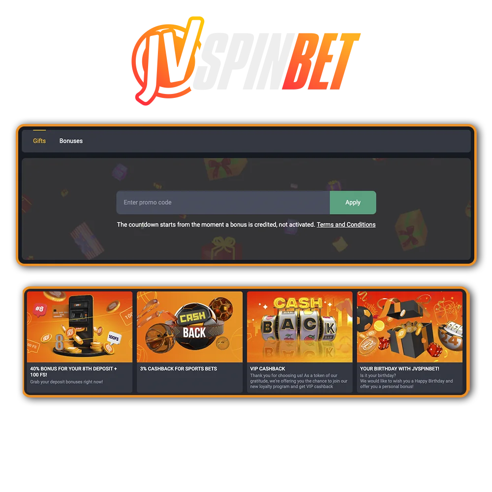 Use the promo code of JVSpin Casino to get the bonus.