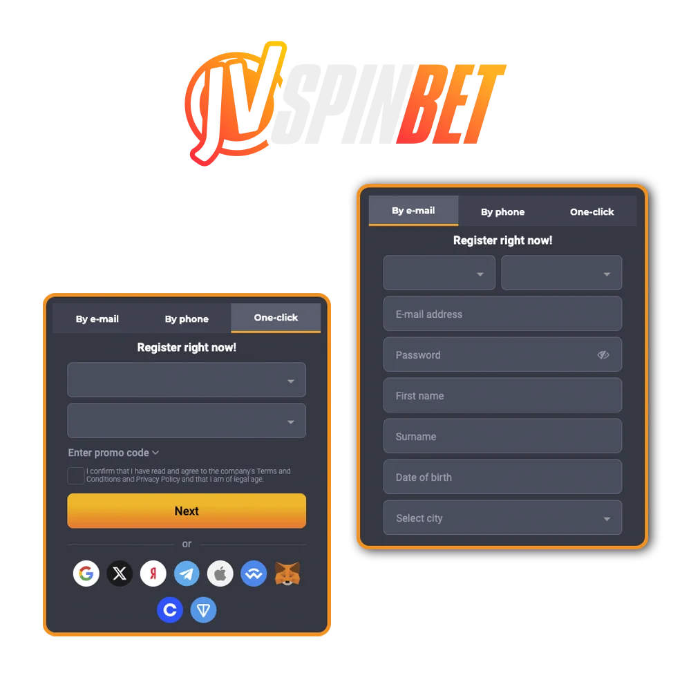 Learn how to create a new account on the JVSpin Casino.